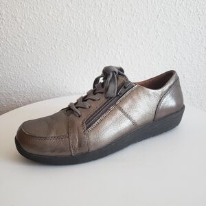 Vionic Abigail Met Walking Shoes Laced Up Metallic